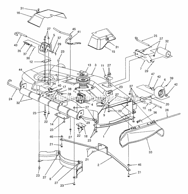 48" Deck Assembly Diagram and Parts List for Z48 53AC355M100 Cub Cadet Lawn Mower